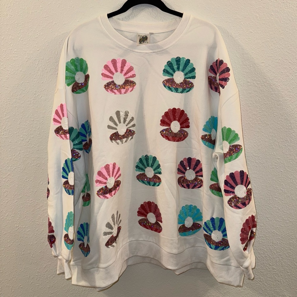 Clam Shell Sweatshirt by Queen of Sparkles. - Picture 2 of 4